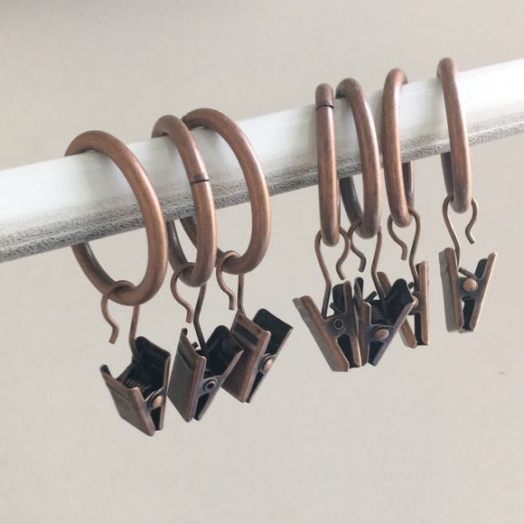 (12) set bronze browny metal matted 1” ring curtain rings with clips dra… - Picture 11 of 12